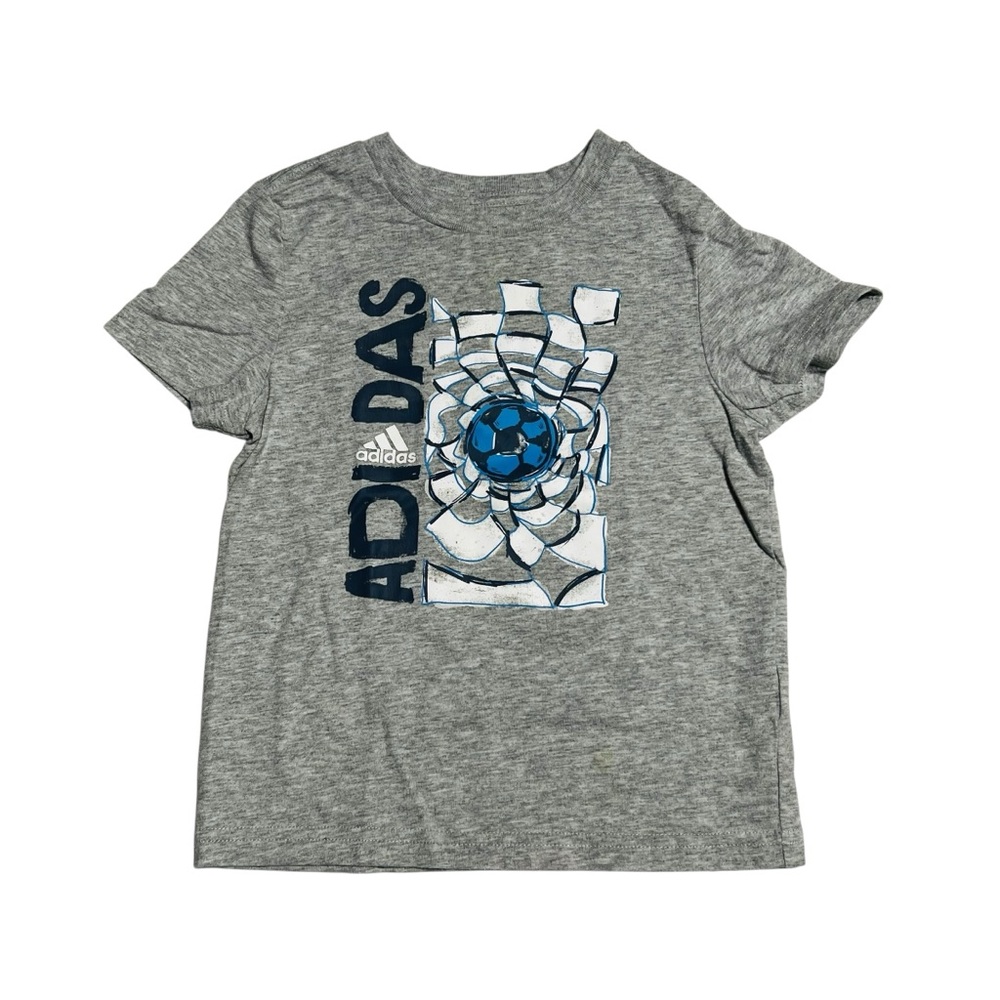 Adidas Kids Gray and Blue Soccer Graphic Tee